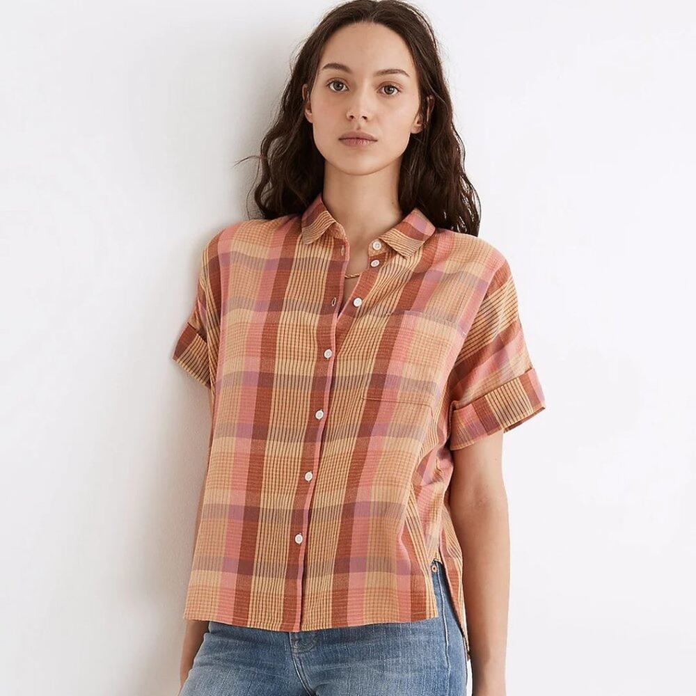 Madewell Daily Shirt in Neon Madras Plaid